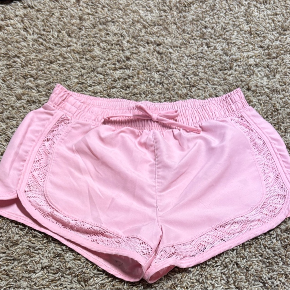 Women's Pink Lace Trim Sleep Shorts